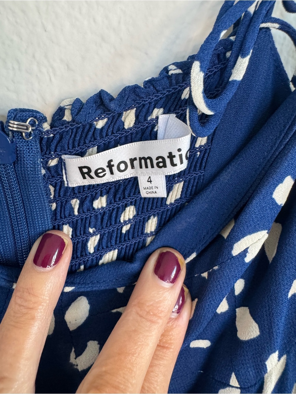 Reformation Juliette Dress Moray Print Blue Midi Slip Dress Romantic Size 4 - Picture 4 of 11